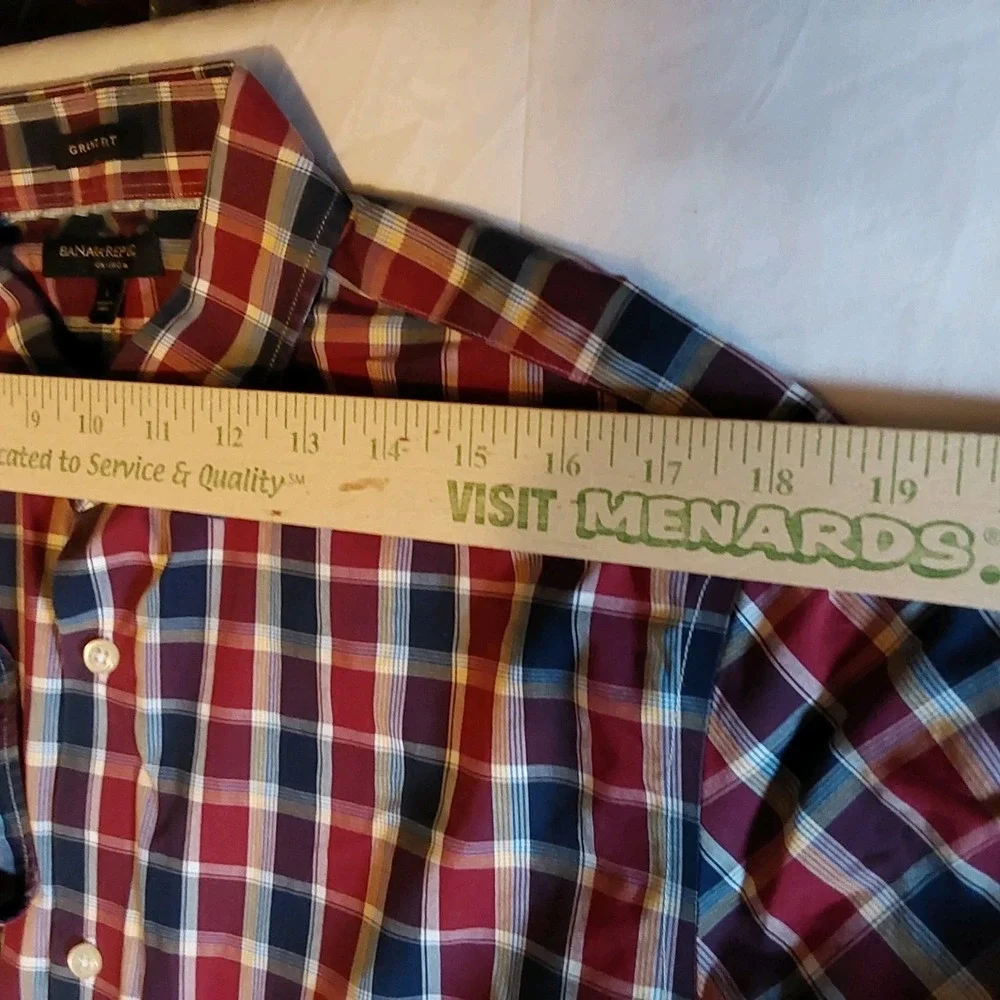 Banana Republic Men Grant Fit Shirt Non Iron Large 16-16.5 Casual Cotton Classic